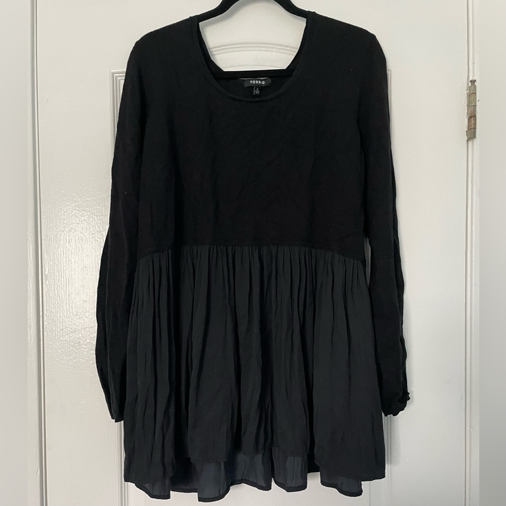 Black long sleeve baby doll shirt